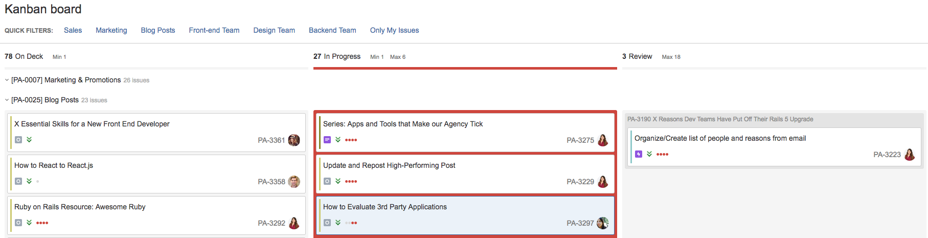 jira example kanban board